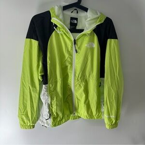 The North Face Lime Green, Black & White Hooded Windbreaker